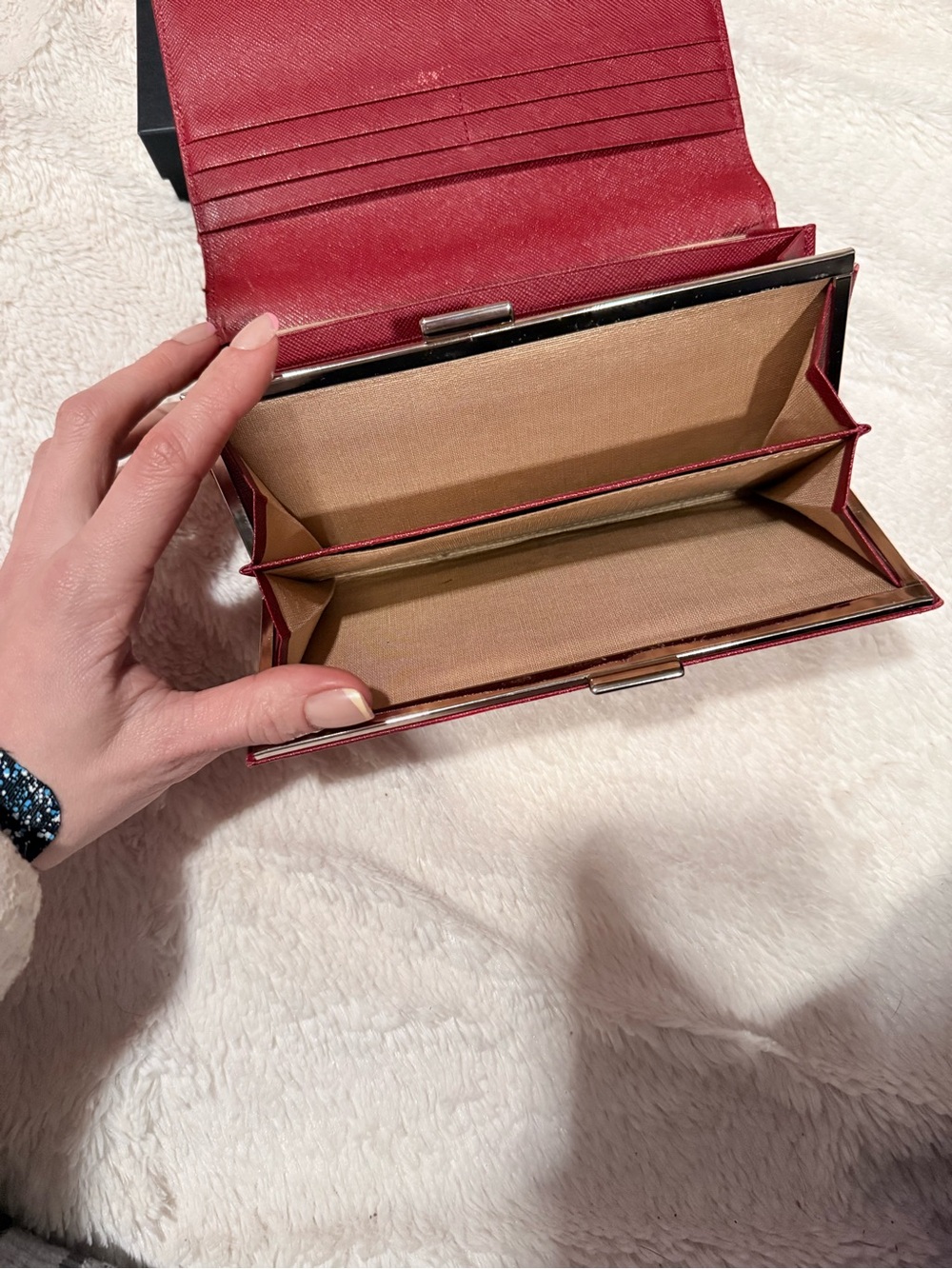 Burberry Beige Check with Red Leather Clutch - Picture 4 of 6
